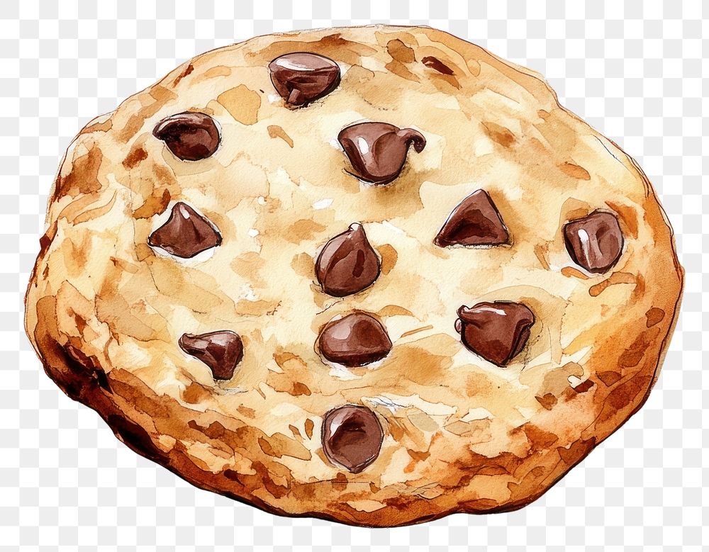 PNG Chocolate chip cookie illustration chocolate dessert.