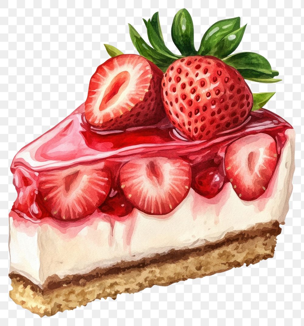 PNG Japanese strawberry short cake illustration cheesecake dessert.