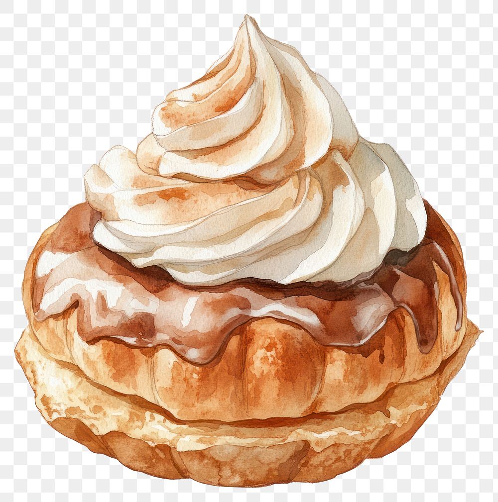 PNG Choux pastry dessert illustration watercolor.