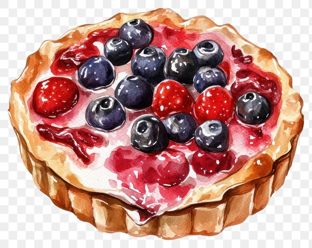 PNG Clafoutis dessert illustration watercolor.