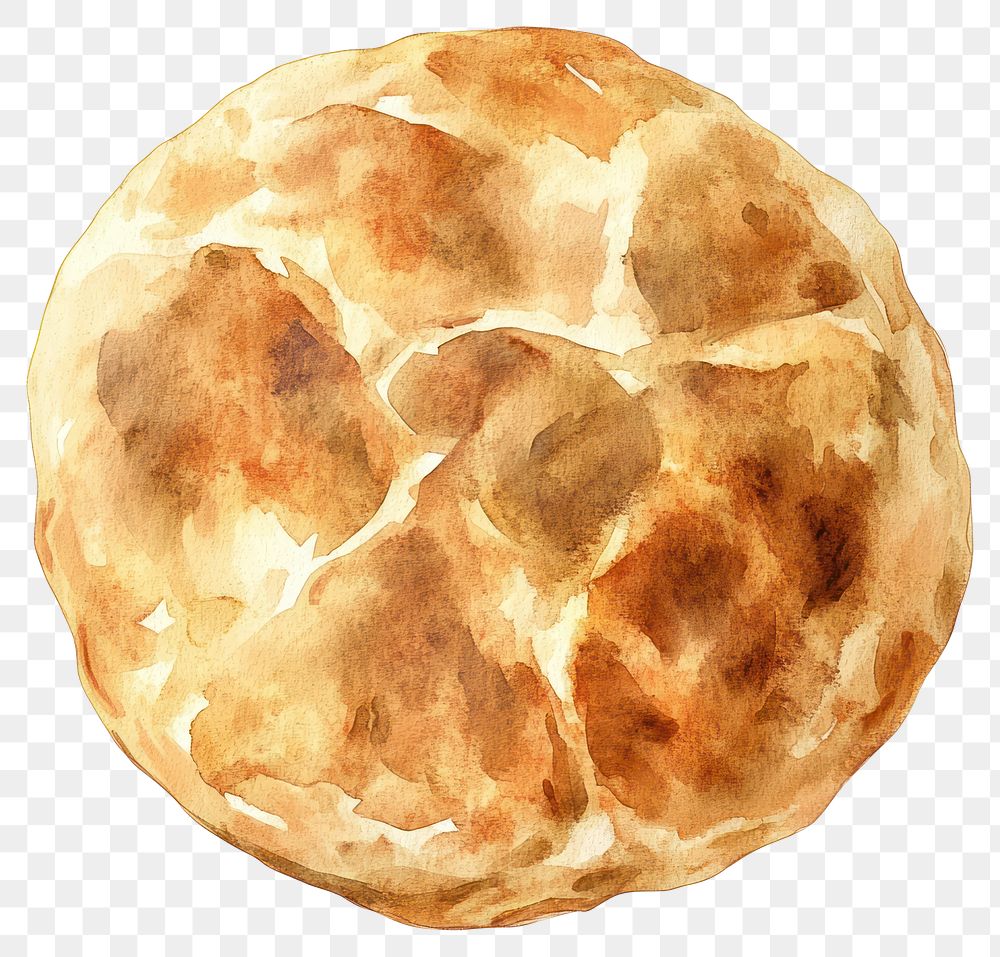 PNG Pita bread illustration watercolor realistic.