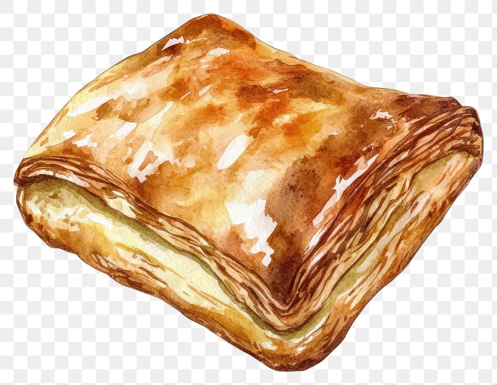 PNG Rough puff pastry illustration watercolor dessert.