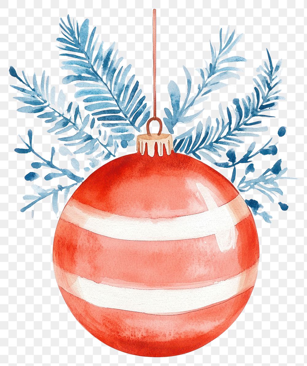 PNG Red christmas ball illustration decoration watercolor.