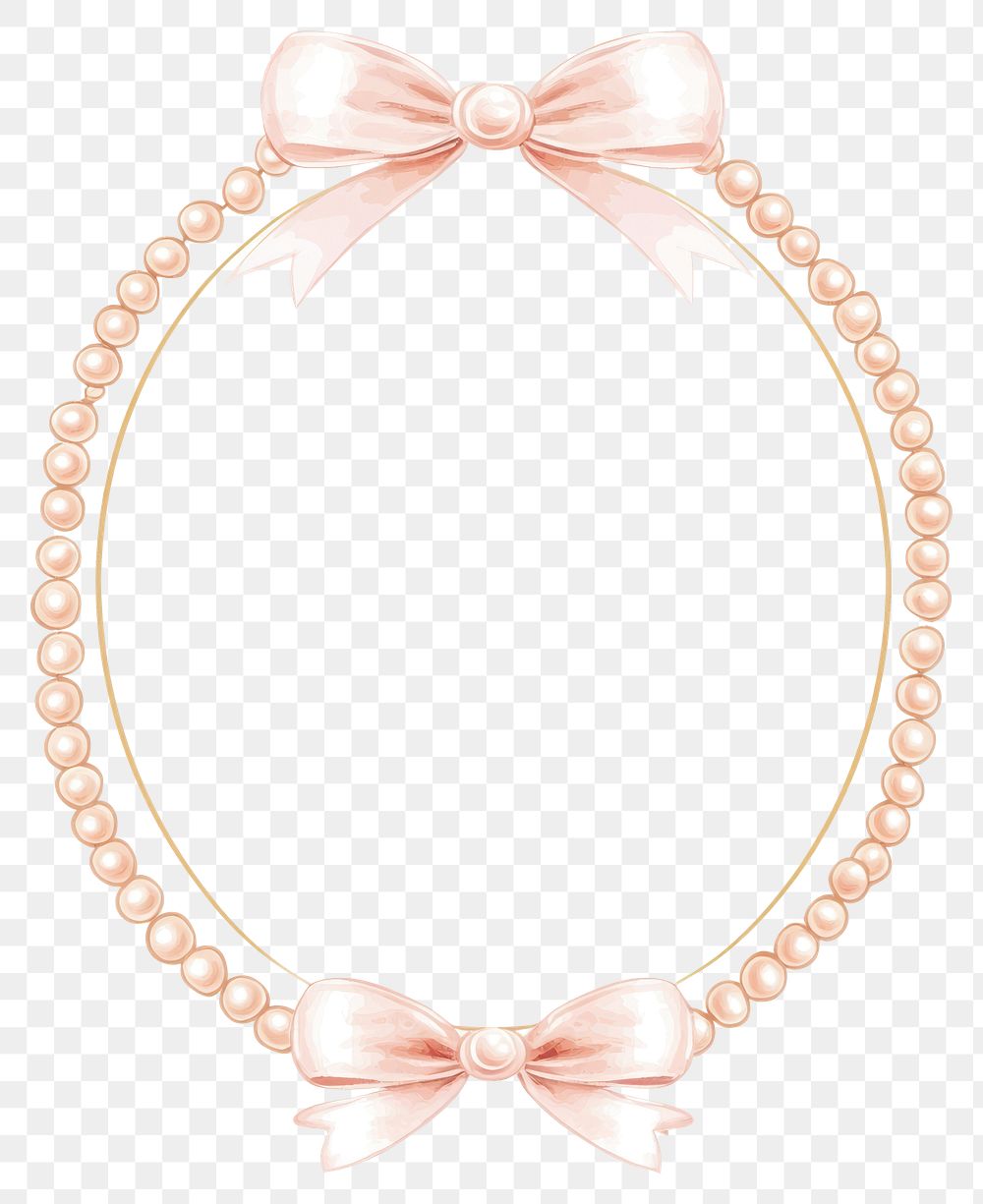 PNG Pastel ribbon frame vintage pearl oval.