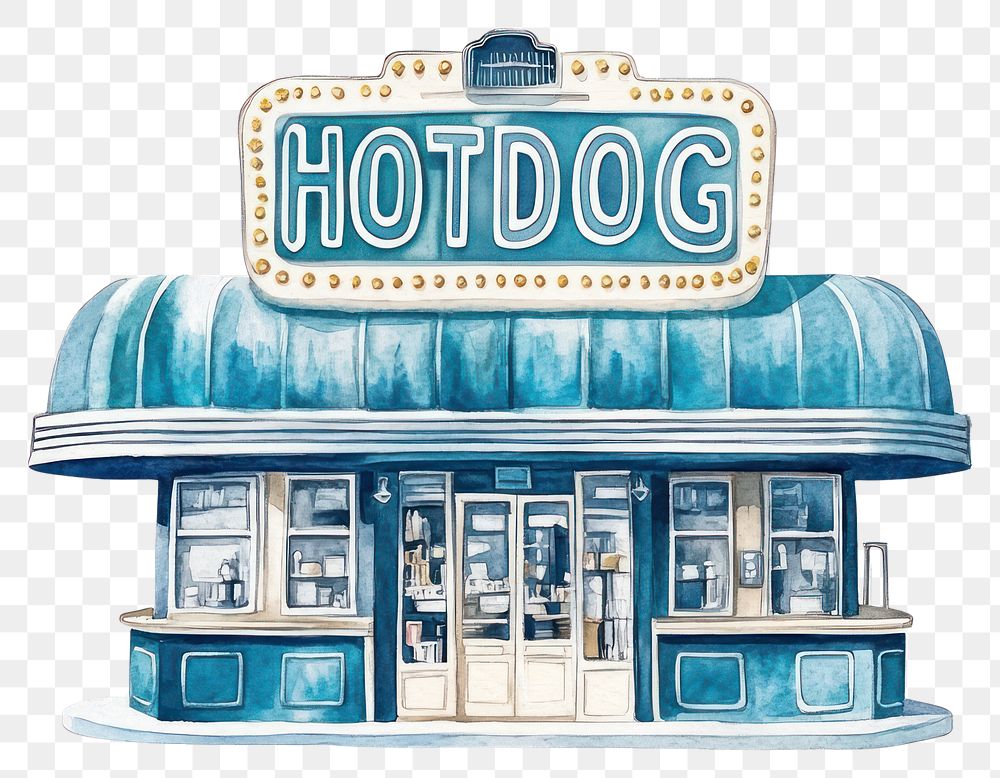 PNG American retro diner restuarant illustration restaurant hotdog.