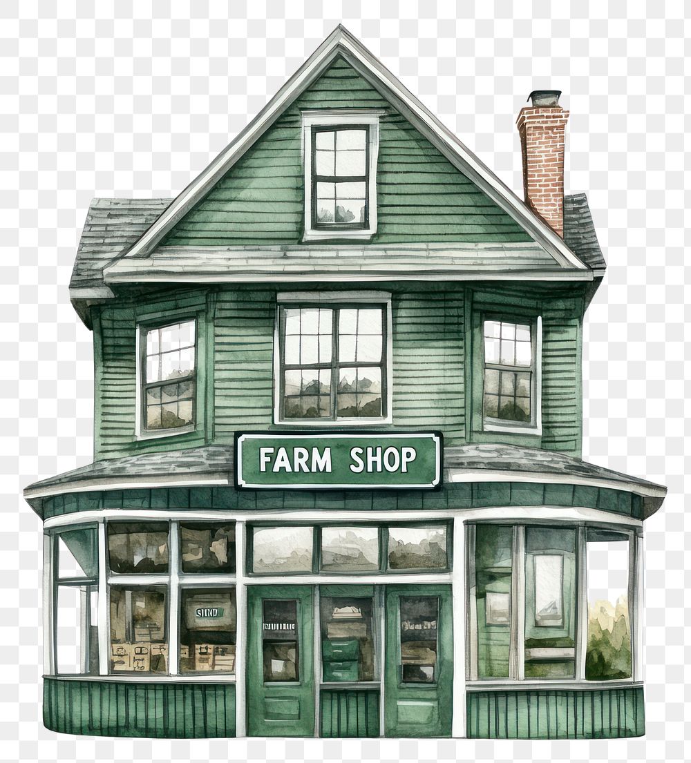 PNG Classic American retail building shop architecture illustration.