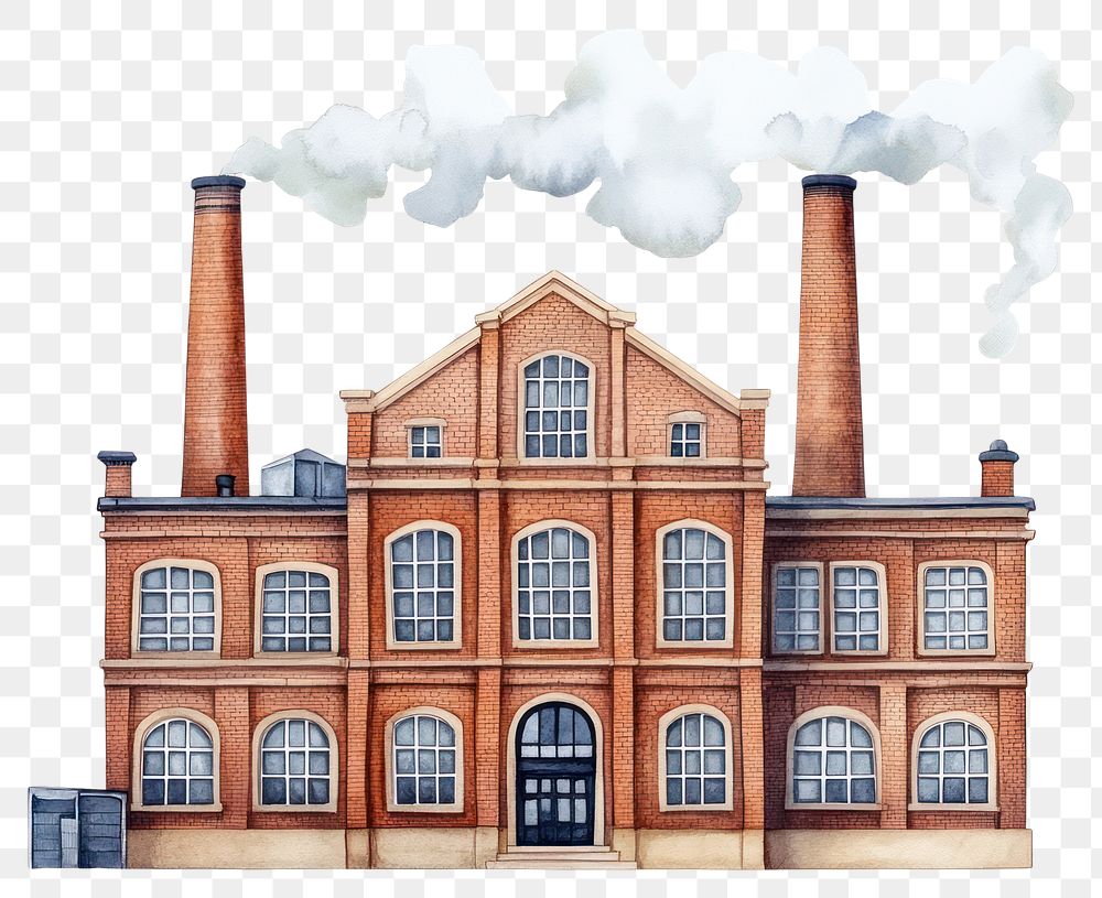 PNG Brick classic factory building smoke architecture industrial.