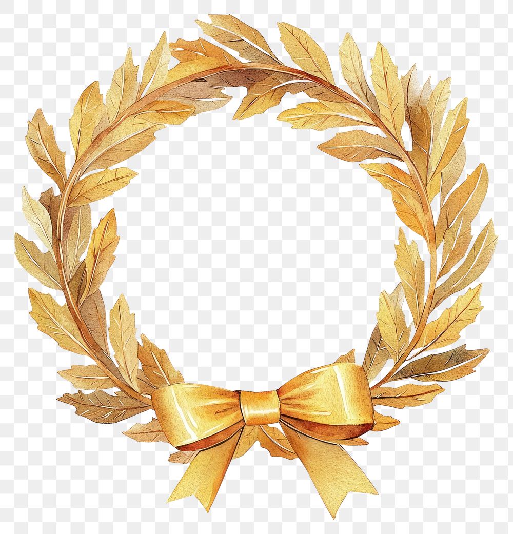 PNG Christmas wreath gold ribbon illustration accessories decorative.