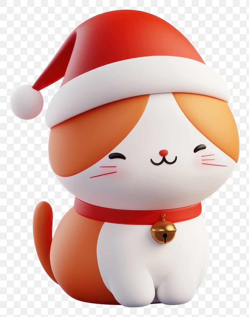 PNG Cat wearing Santa hat illustration white santa.