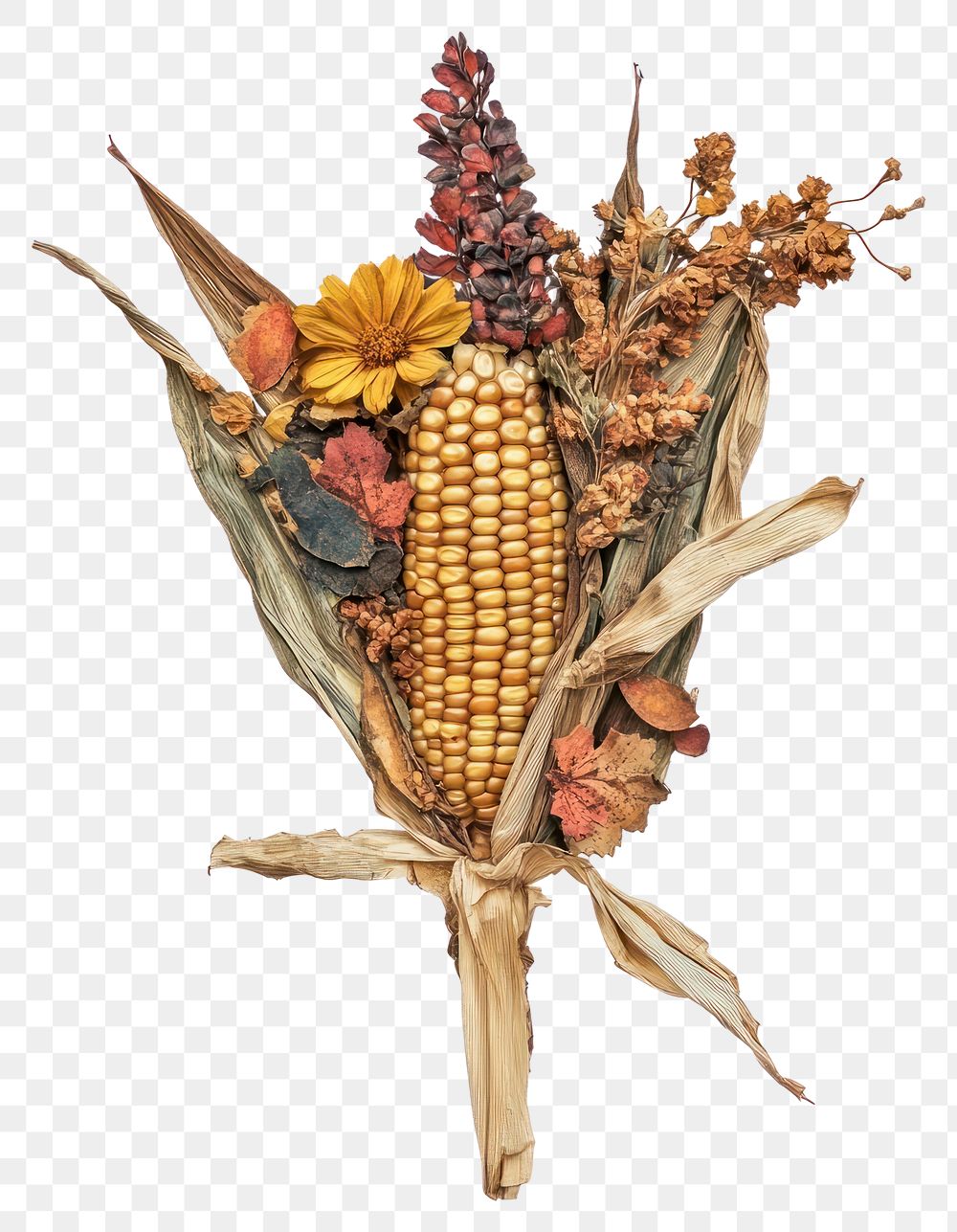 PNG Flower Collage autumn corn illustration flowers dried.