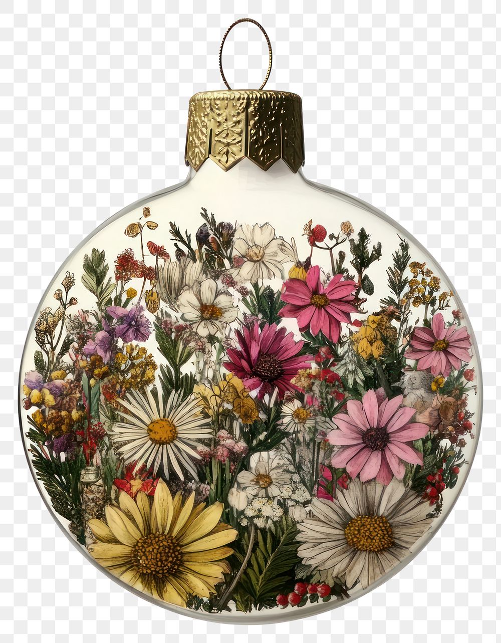 PNG Flower Collage Christmas bauble flower illustration decorative.