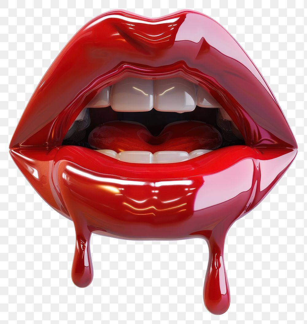 PNG Lips glossy red illustration.