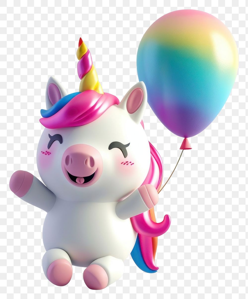 PNG Cute chubby unicorn balloon cartoon illustration.