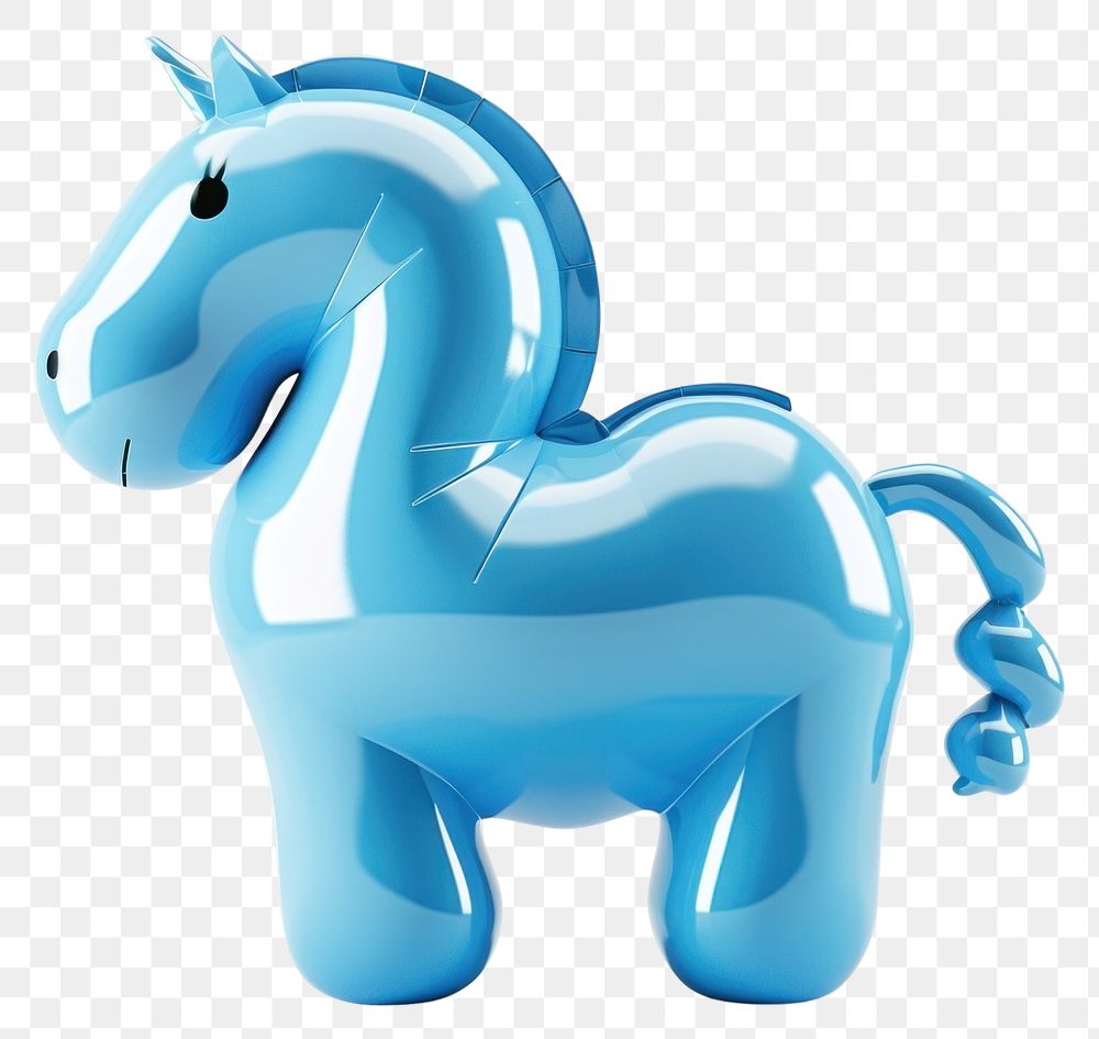 PNG Cute simple horse balloon twisted cartoon blue illustration.