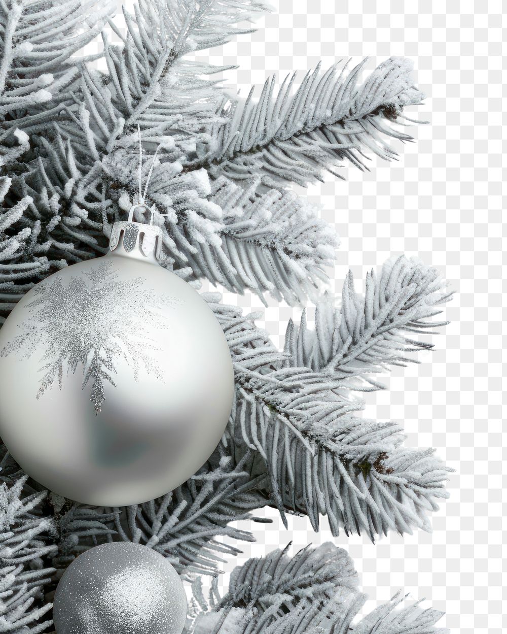 PNG Merry Christmas and happy New Year christmas decoration silver.