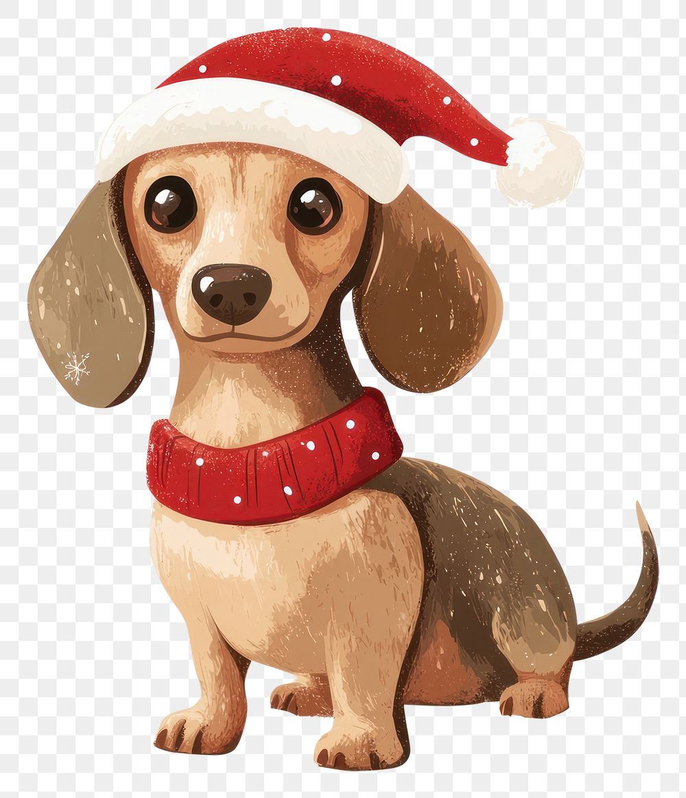 PNG Christmas dog illustration dachshund cute.