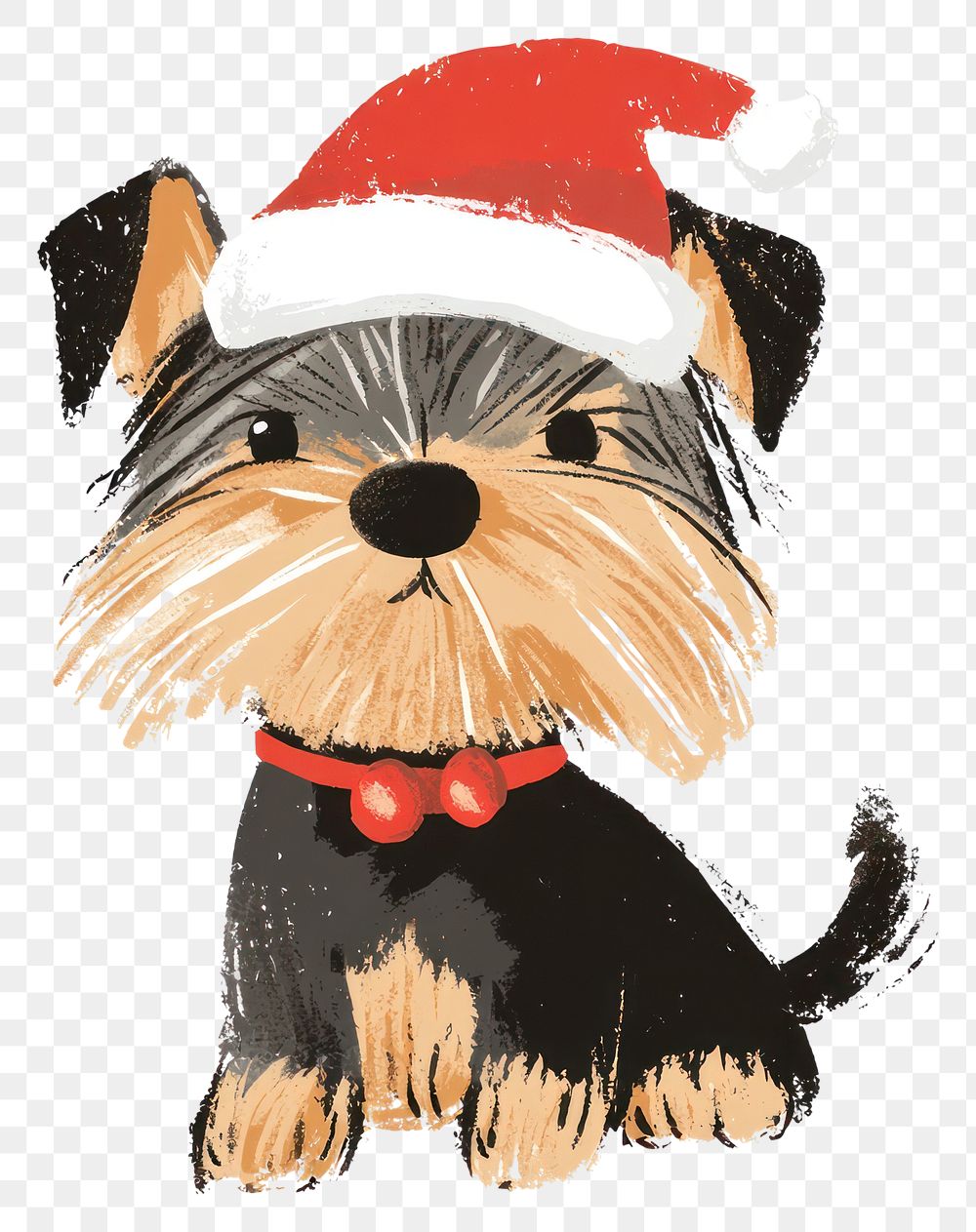 PNG Christmas dog illustration terrier cute.