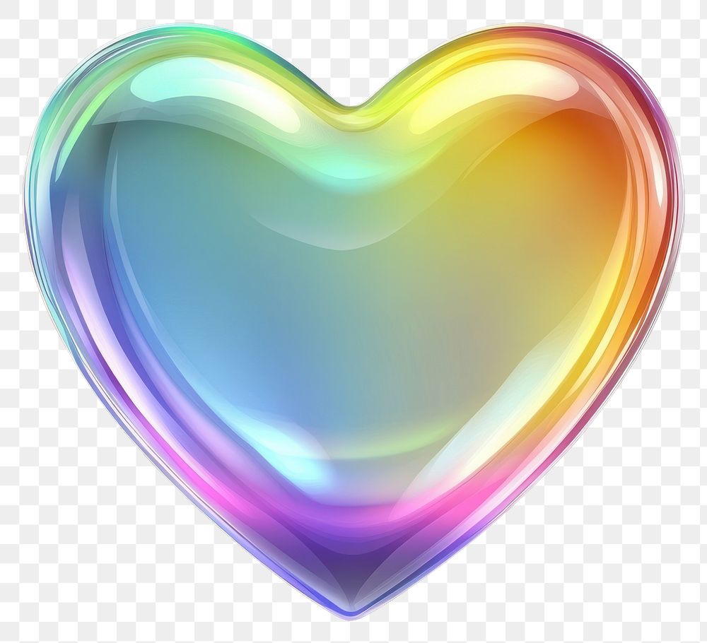 PNG A glass heart sign rainbow illustration iridescent.