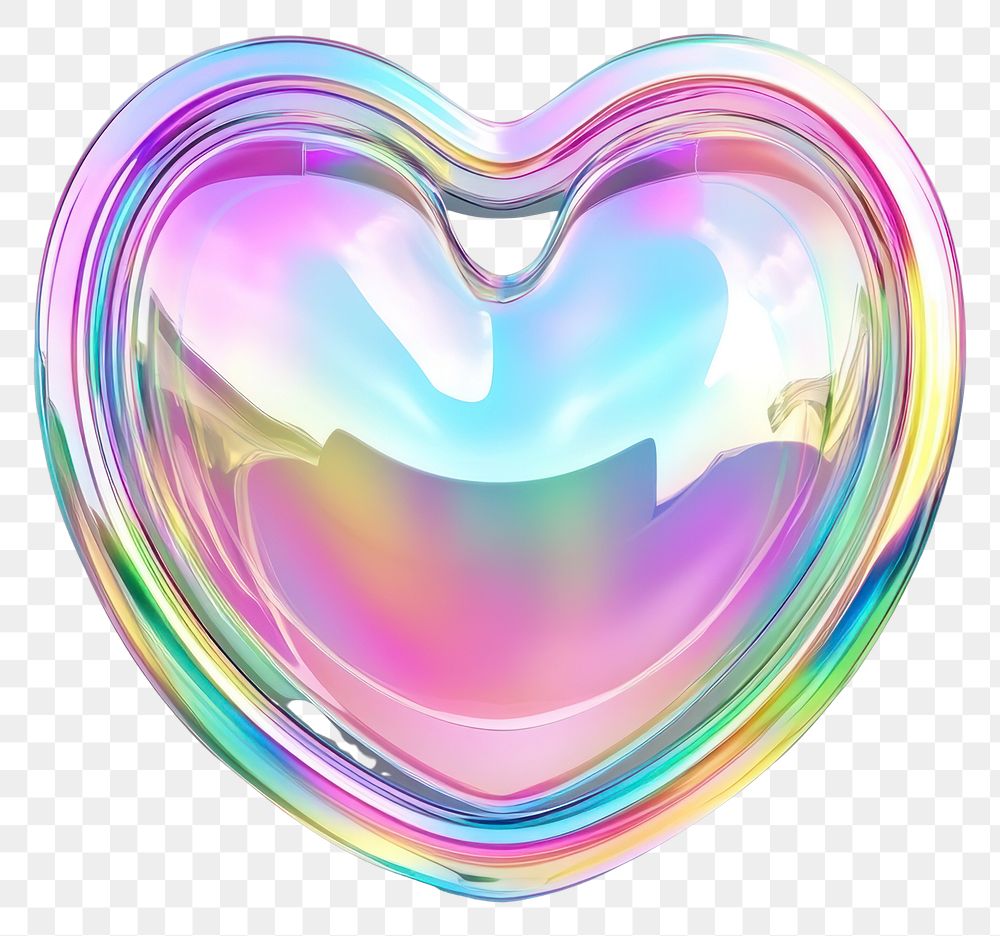 PNG A glass Heart surrounded by a ring outside sign rainbow heart shape.