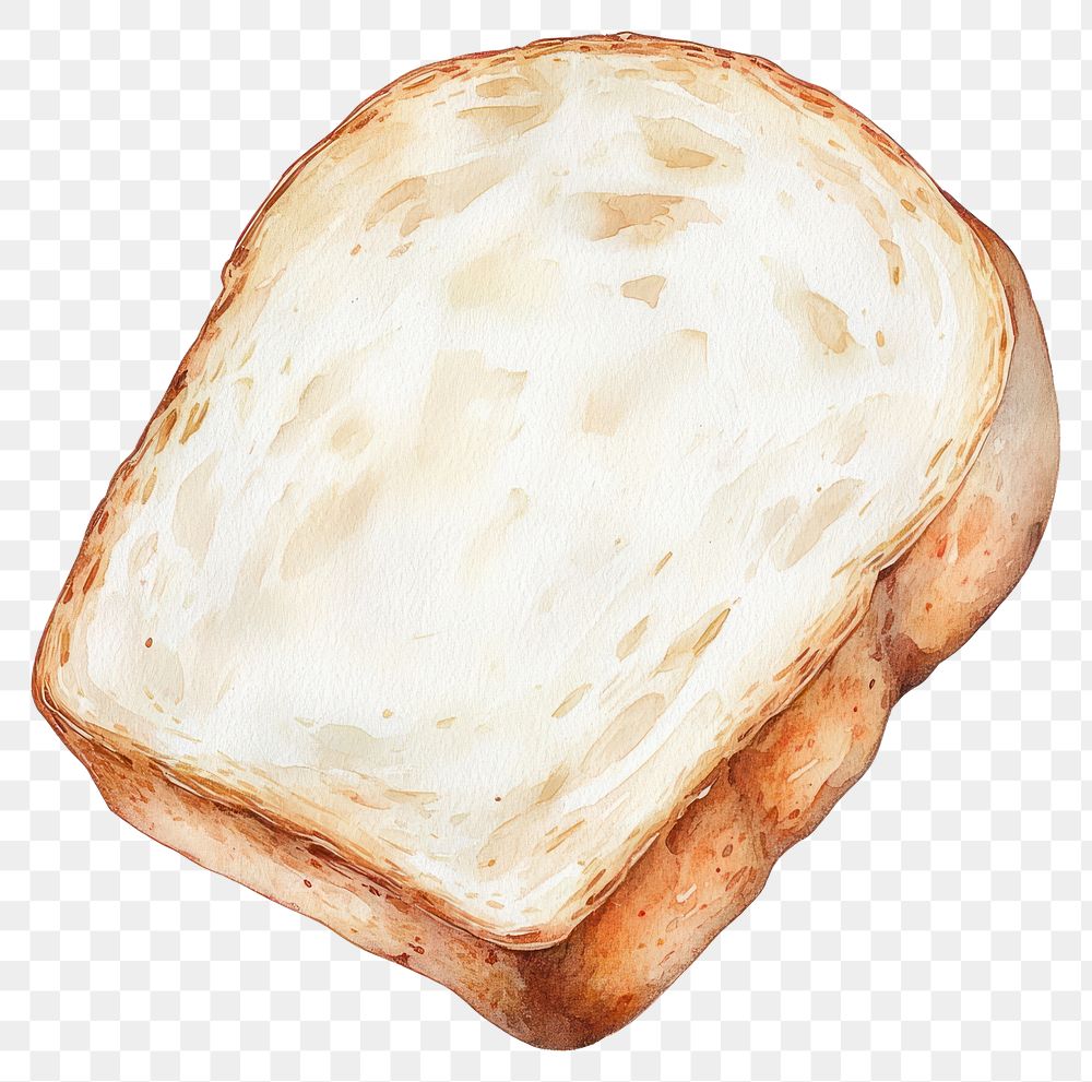 PNG White bread loaf slice illustration watercolor realistic.