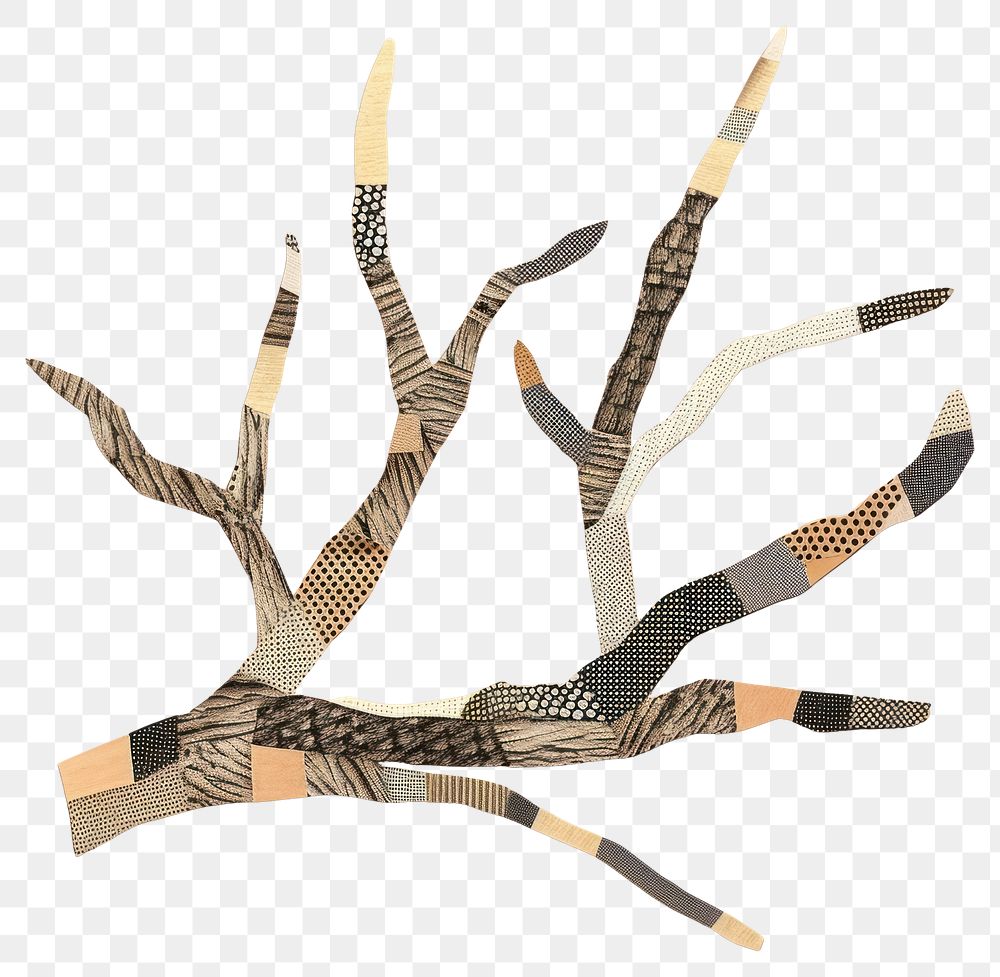 PNG Wood branch retro paper collage illustration abstract nature.