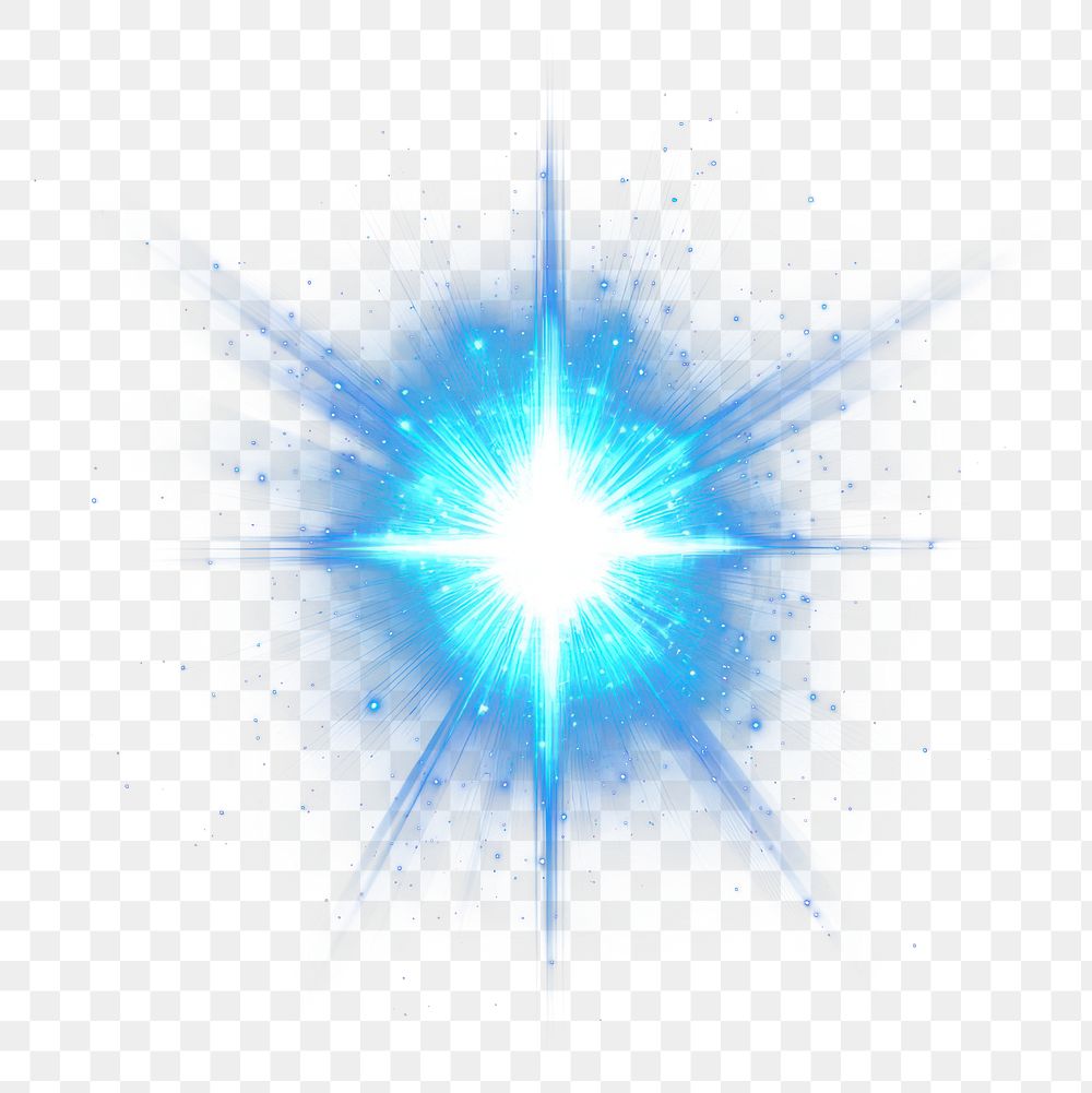 PNG A blue glowing light effect illustration flare star.