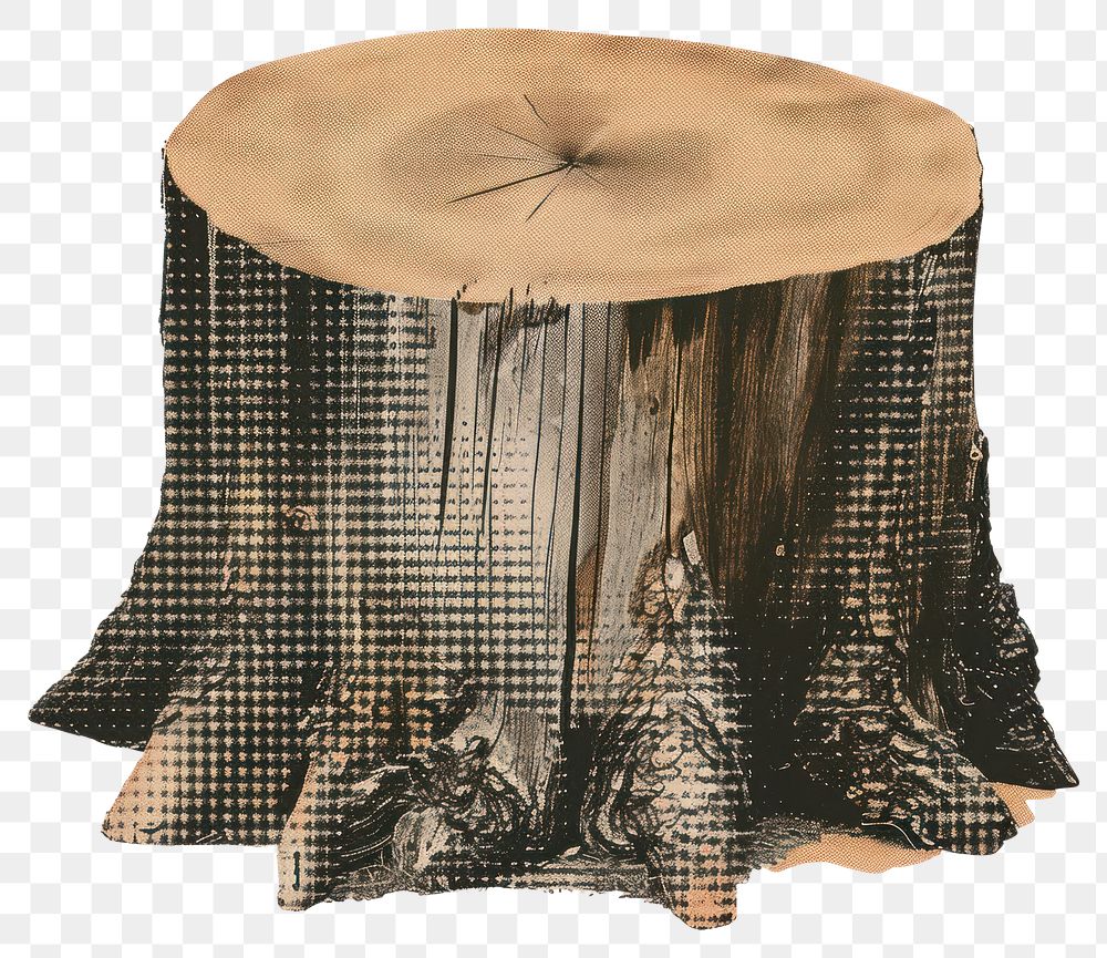 PNG Tree stump retro paper collage illustration texture nature.