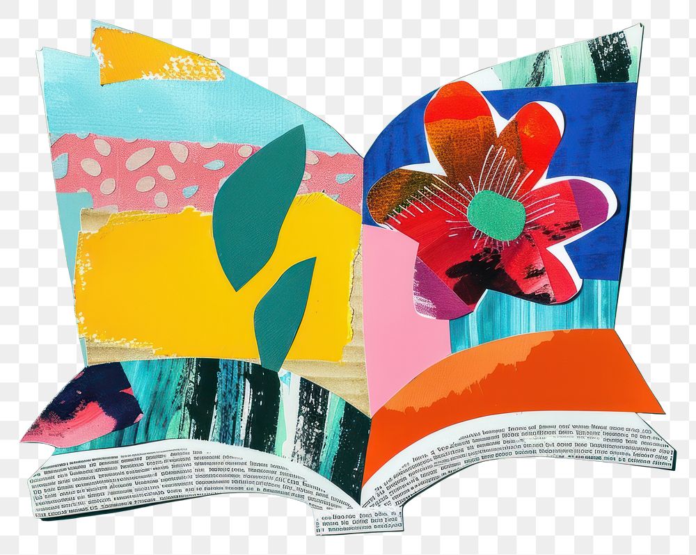 PNG Open book paper cut illustration abstract colorful.