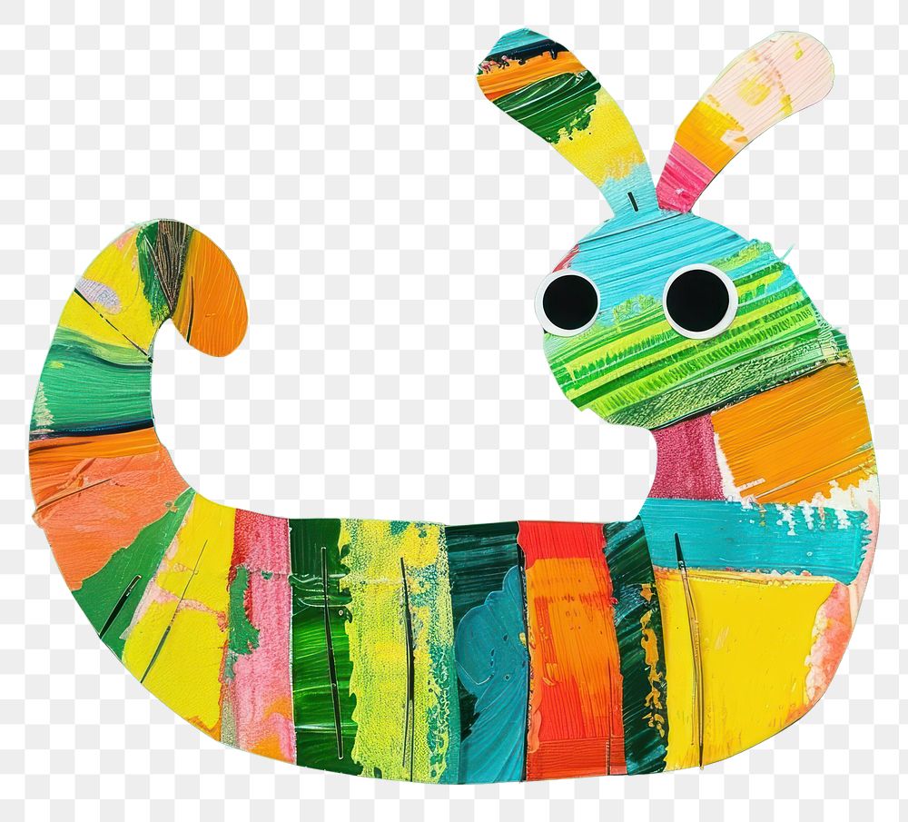 PNG Cute caterpillar paper cut illustration colorful abstract.