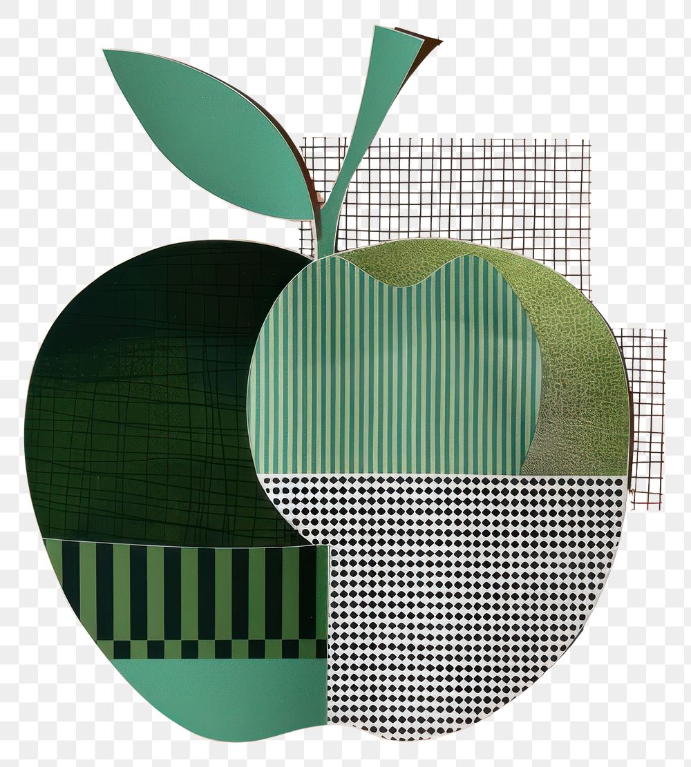 PNG Apple retro paper collage illustration abstract design.