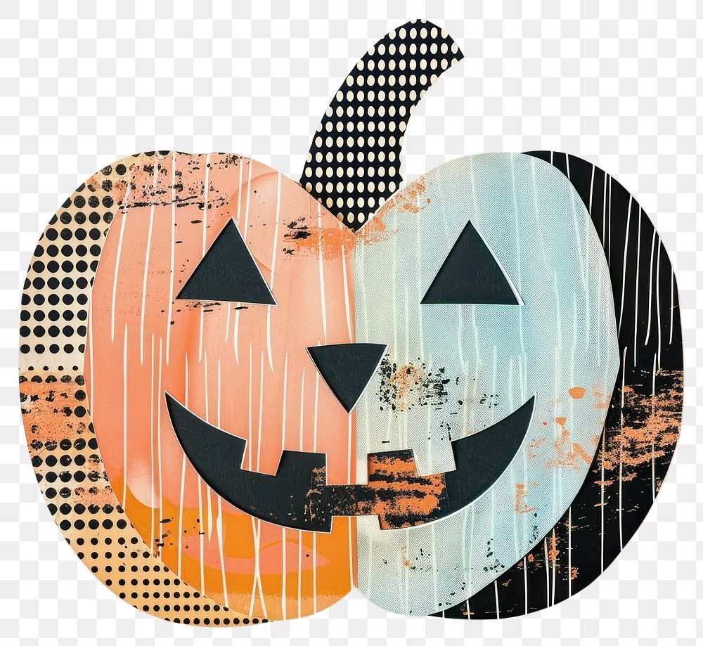 PNG Halloween pumpkin retro paper illustration abstract design.