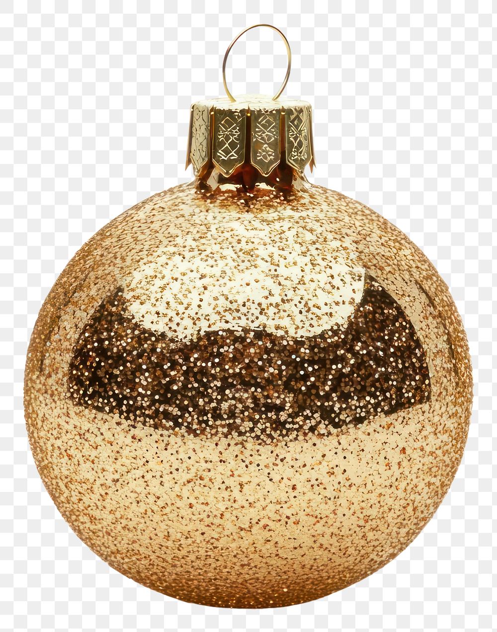 PNG Gold glitter ornament christmas accessories reflective.