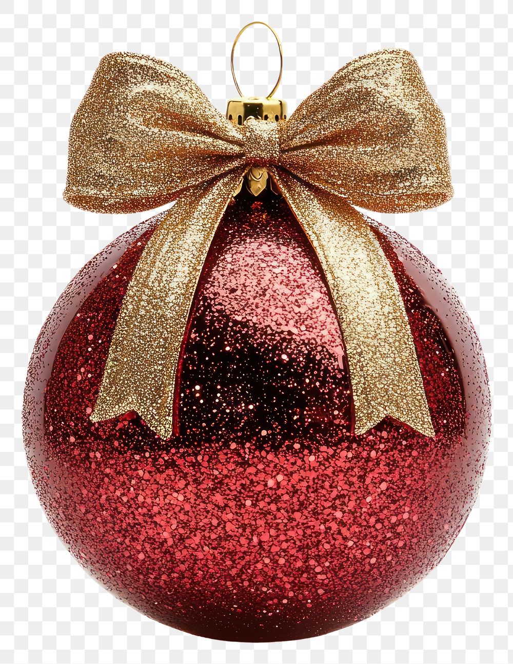 PNG Red glitter ornament christmas decor bow.