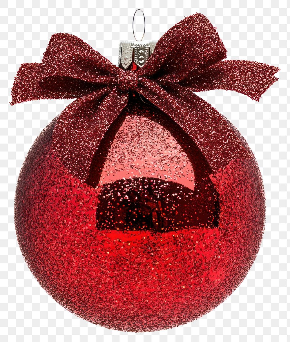 PNG Red glitter ornament christmas decor red.