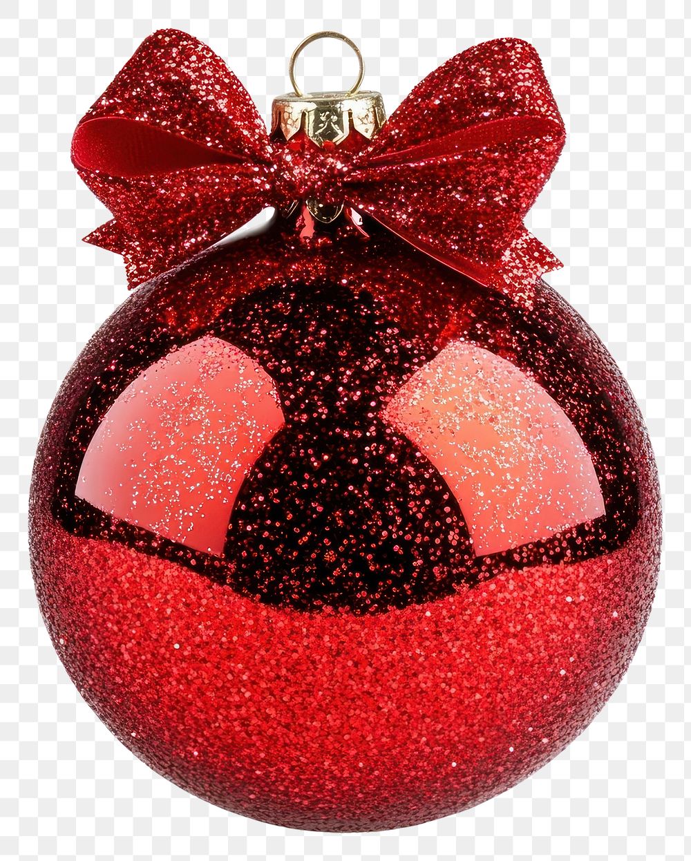 PNG Red glitter ornament christmas decor red.