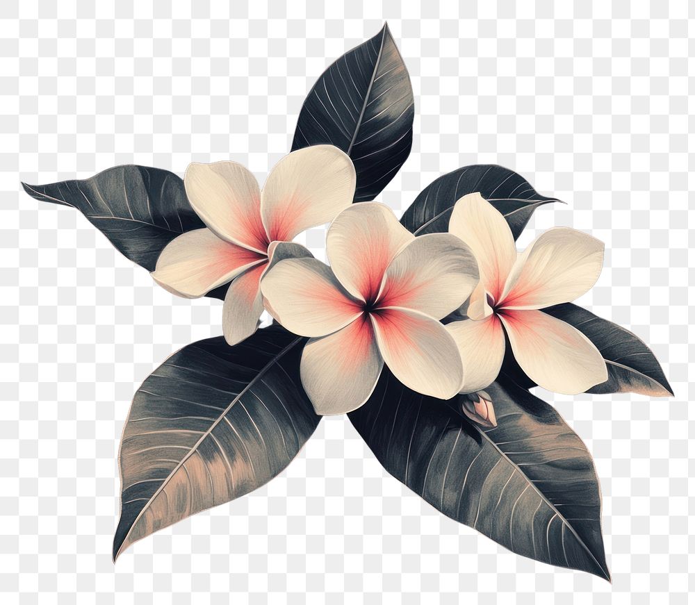 PNG Plumeria flowers leaves leaf art.