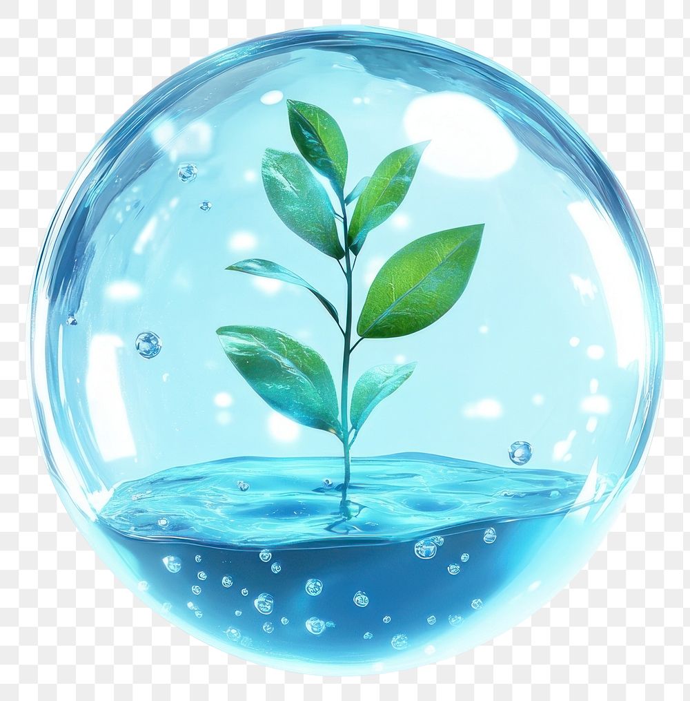 PNG A floating bubble plant water sphere.