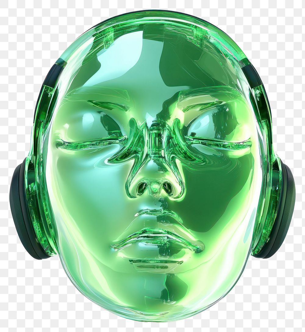 PNG A green face light glass head.