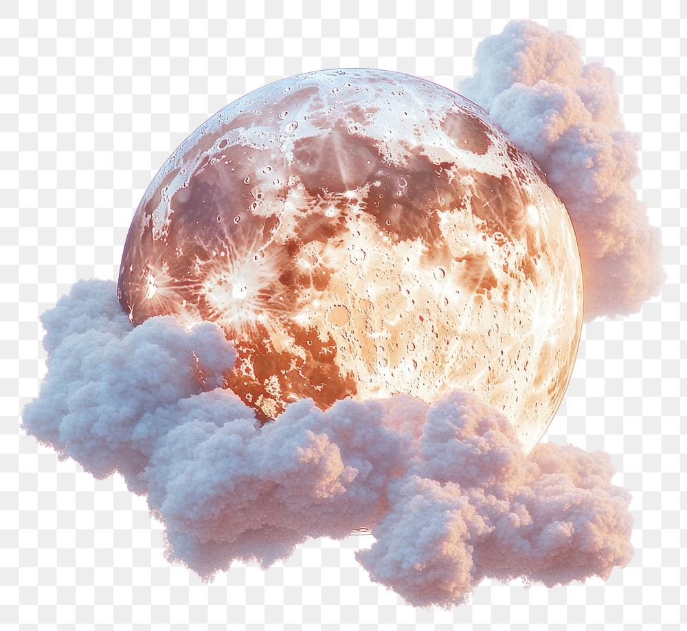 PNG A glowing moon illustration clouds astronomy.