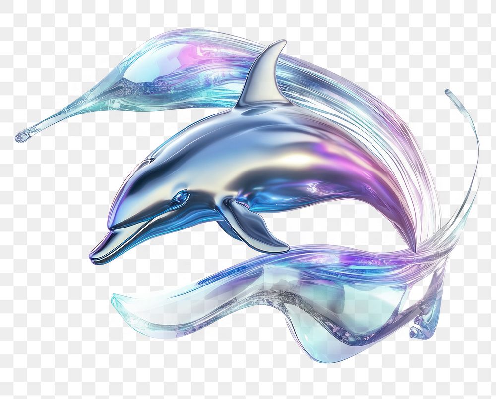 PNG A digital dolphin rat holographic futuristic.