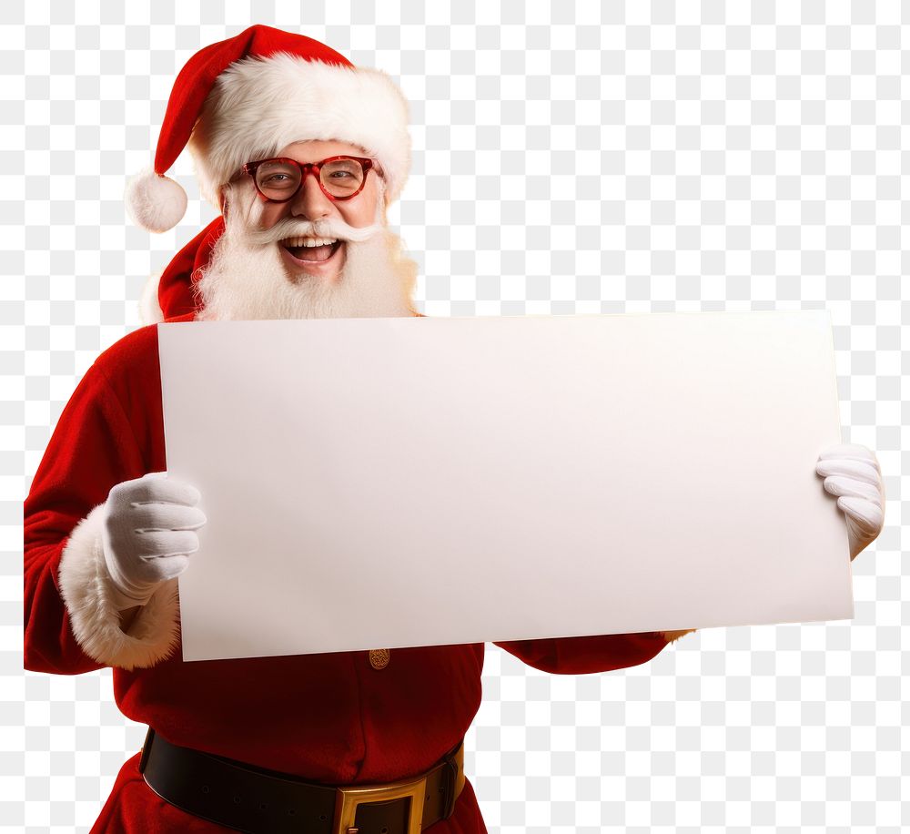 PNG Santa Claus holding sign christmas background yellow.