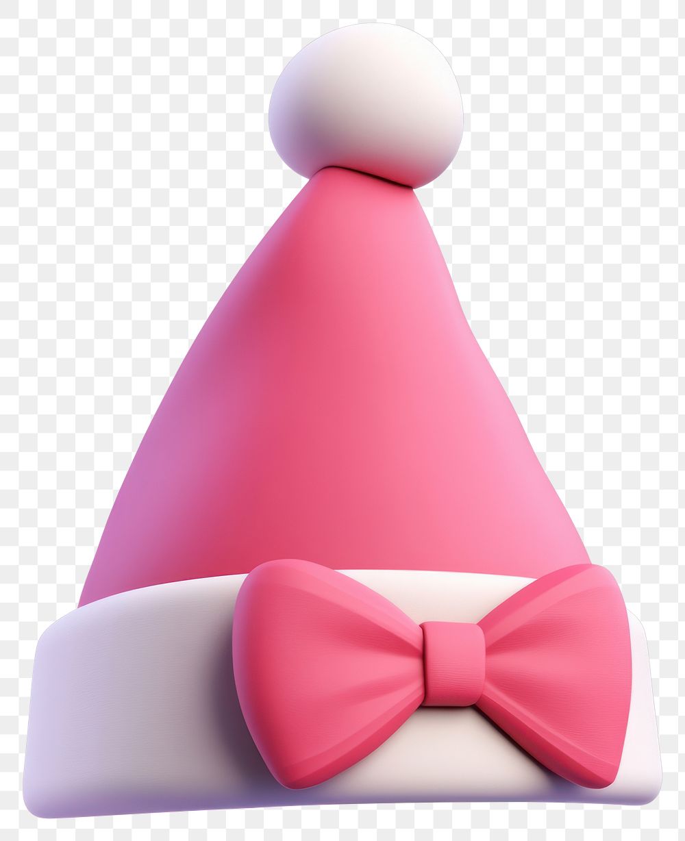 PNG 3d coquette christmas hat pink tie bow.