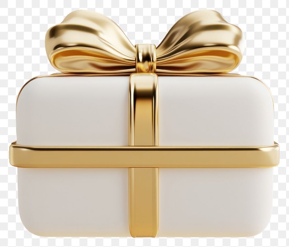 PNG Gold ribbon gift box white cosmetics treasure.