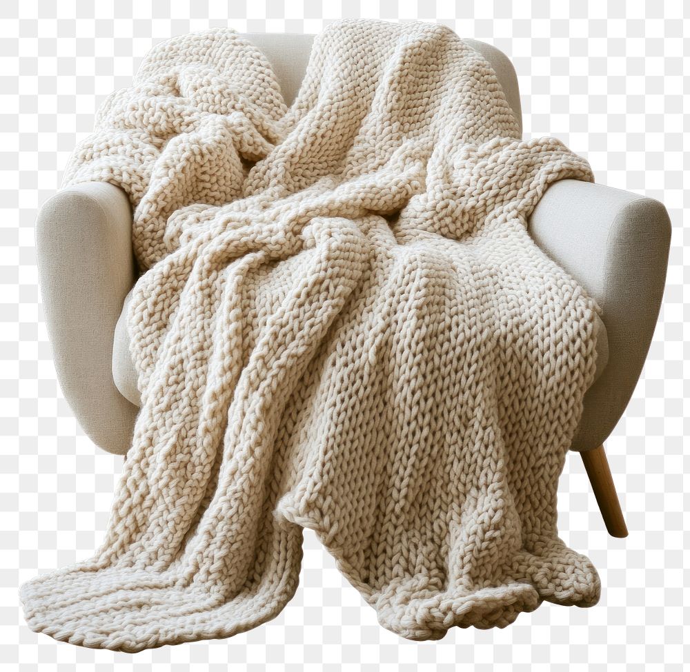 PNG Knitted blanket beige soft furniture.