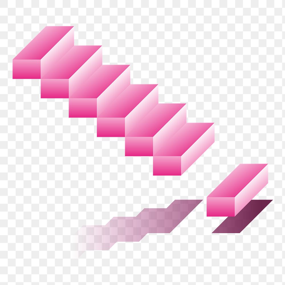 PNG Pink gradient 3D staircase illustration, transparent background