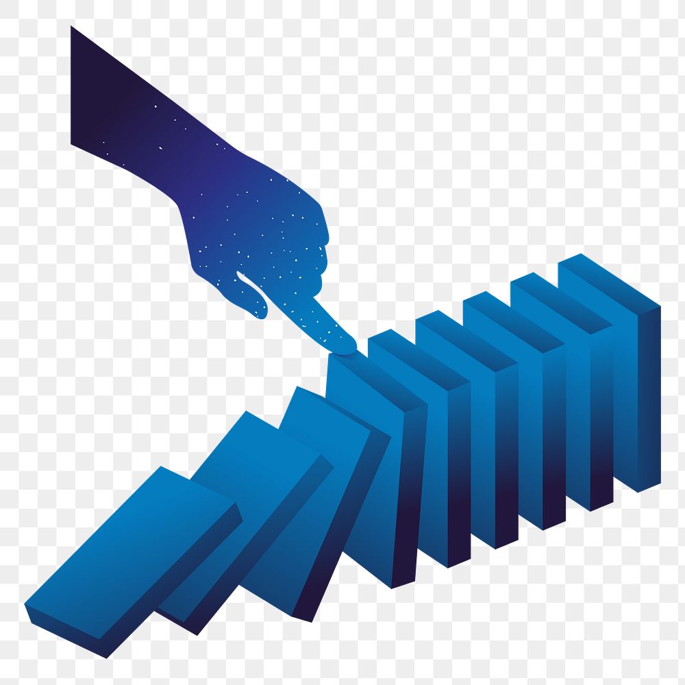 PNG Cosmic hand topples dominoes, transparent background