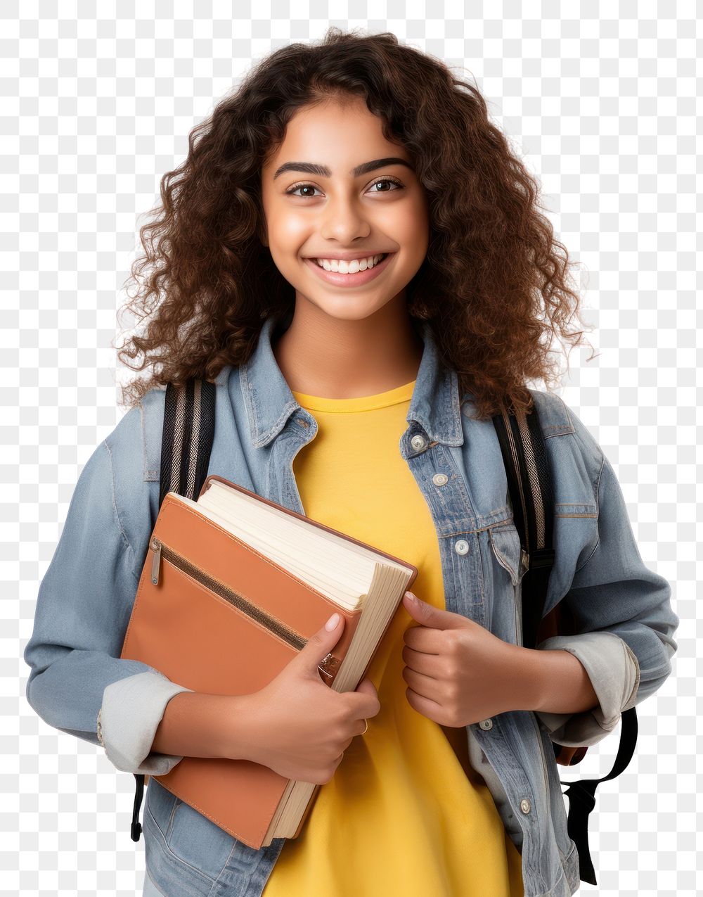 PNG Smiling student holding books