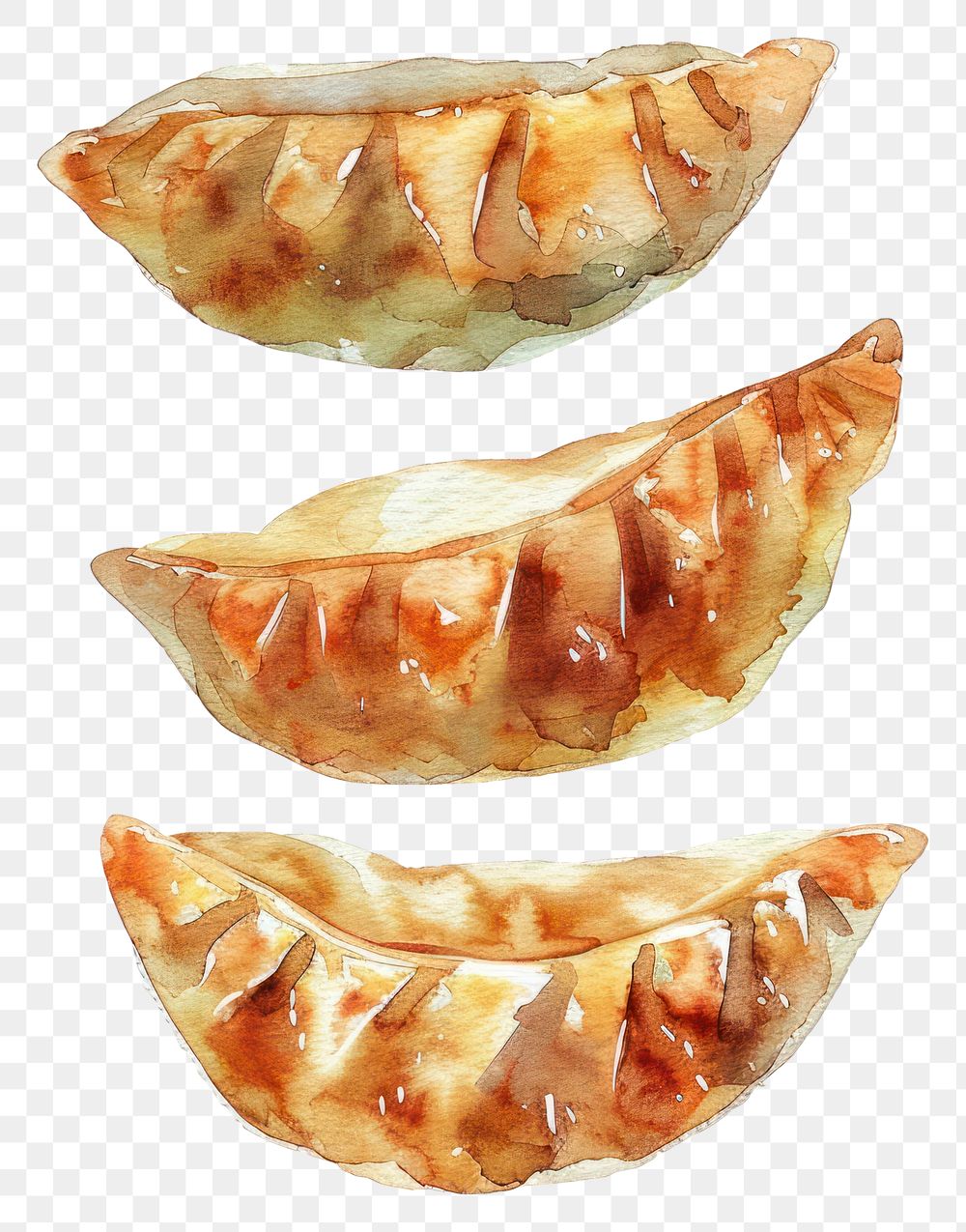 PNG An isolated japanese Jiaozi food illustration watercolor.