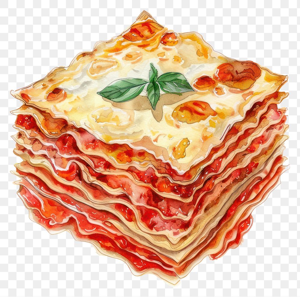 PNG An isolated Lasagna lasagna food illustration.