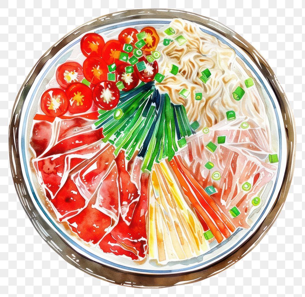 PNG An isolated japanese shabu dish food illustration.